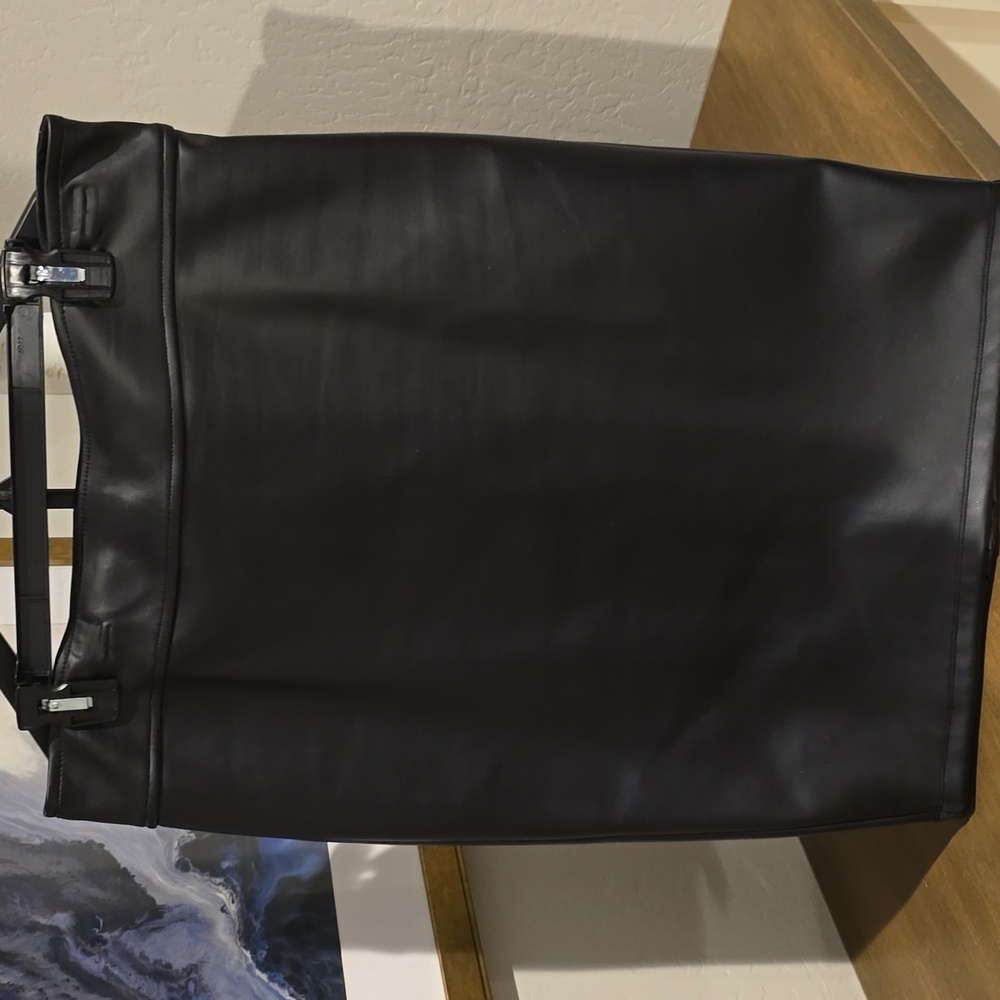 Black Faux Leather Pencil Skirt
